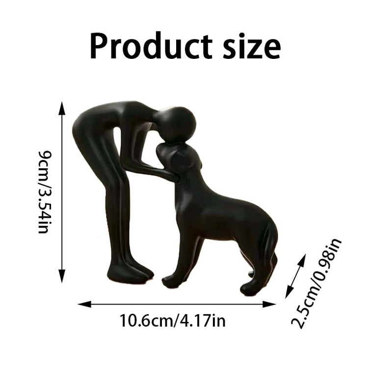Minimalist Abstract Sculpture, Human and Pet Figurine, Emotional Companionship for Living Room or Desk