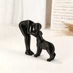 Minimalist Abstract Sculpture, Human and Pet Figurine, Emotional Companionship for Living Room or Desk