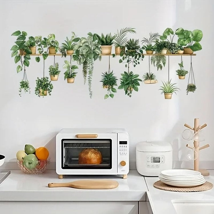 Flower Shelf Wall Stickers 3D Potted Plant Wall Decals for Home Room Decor