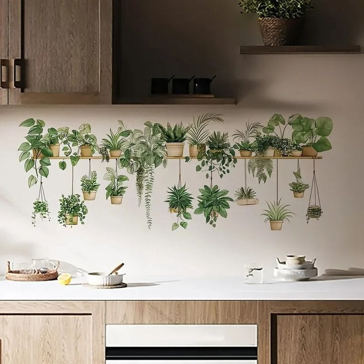 Flower Shelf Wall Stickers 3D Potted Plant Wall Decals for Home Room Decor