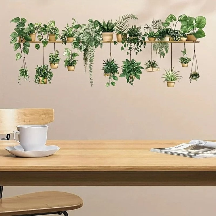 Flower Shelf Wall Stickers 3D Potted Plant Wall Decals for Home Room Decor