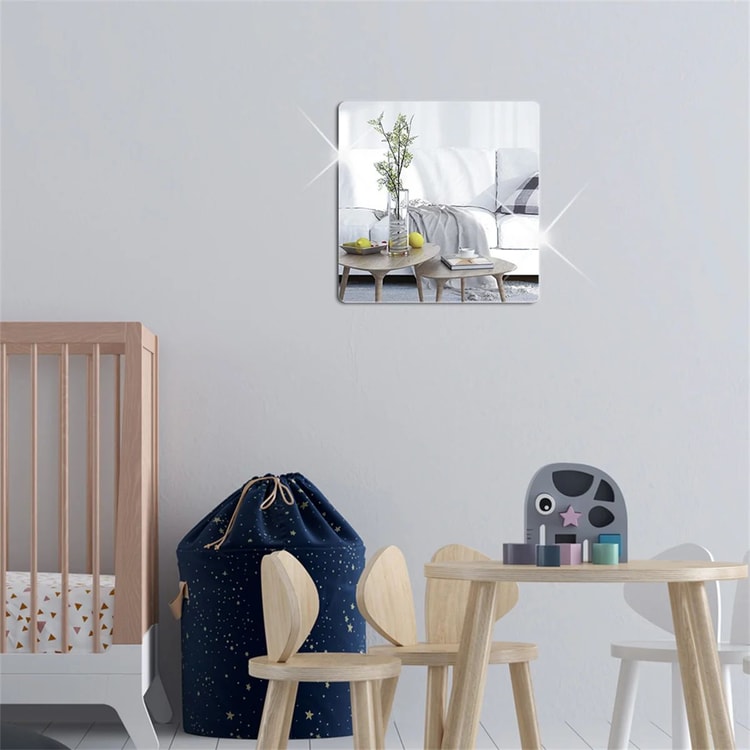 4 pcs Acrylic Mirror Wall Stickers –Self-Adhesive Decorative Mirror Tiles for Bathroom, Bedroom & Living Room