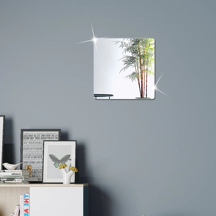 4 pcs Acrylic Mirror Wall Stickers –Self-Adhesive Decorative Mirror Tiles for Bathroom, Bedroom & Living Room