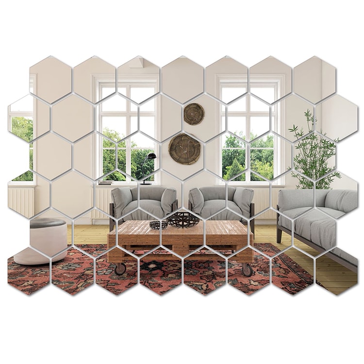 DIY Hexagon Mirror Wall Sticker Set – Modern Decorative Tiles for Home Decor