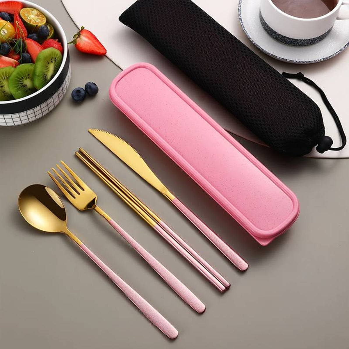 Stainless Steel Cutlery Set with Storage Box –Piece Portable Tableware Set for Home, Kitchen, and Dining Room