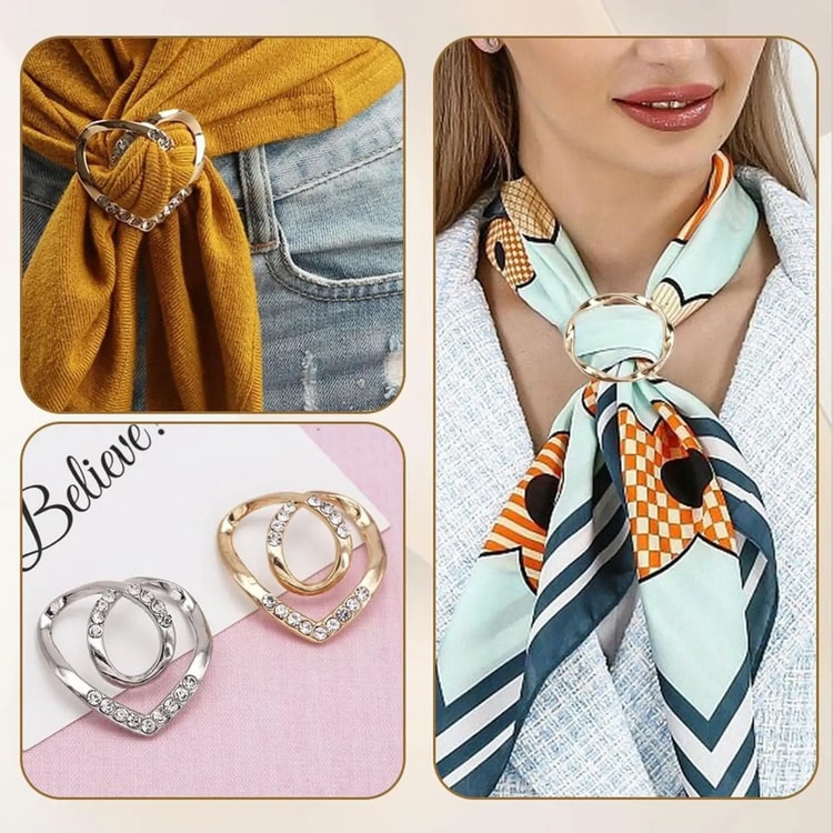 Multipurpose Shirt Ring and Scarf Buckle Set Adjustable Fashion Styling Accessories