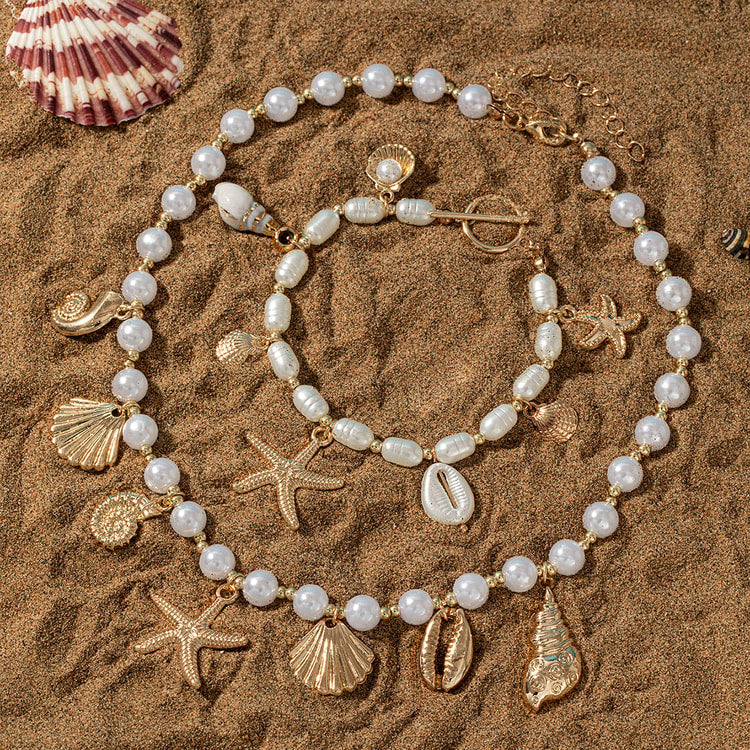 Ocean Breeze Pearl Necklace and Bracelet Set