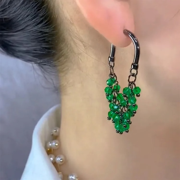 Green &amp; Red Crystal Beaded Earrings for Women – Fashion Jewelry Gift