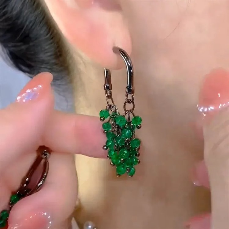 Green &amp; Red Crystal Beaded Earrings for Women – Fashion Jewelry Gift