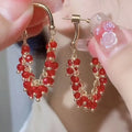 Green &amp; Red Crystal Beaded Earrings for Women – Fashion Jewelry Gift