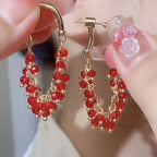 Green &amp; Red Crystal Beaded Earrings for Women – Fashion Jewelry Gift