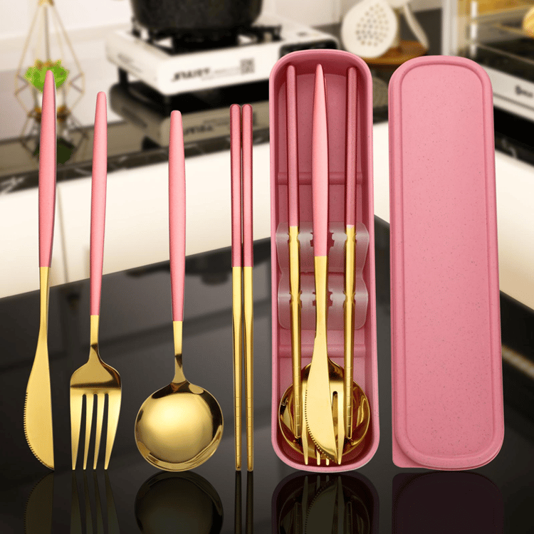 Stainless Steel Cutlery Set with Storage Box –Piece Portable Tableware Set for Home, Kitchen, and Dining Room