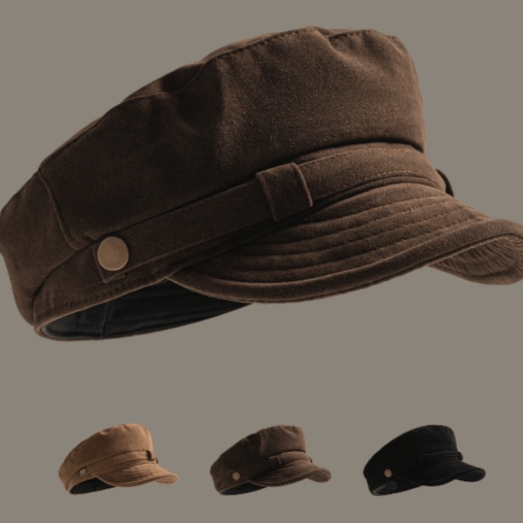 Retro Japanese Solid Color Suede Flat Top Painter Hat, Autumn and Winter Newsboy Cap for Women and Men, British Casual
