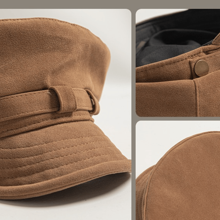 Retro Japanese Solid Color Suede Flat Top Painter Hat, Autumn and Winter Newsboy Cap for Women and Men, British Casual